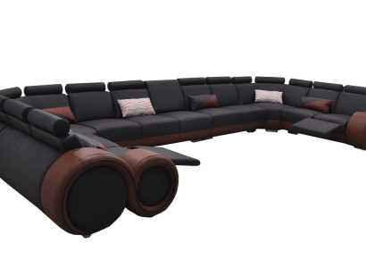 XXL sofá grande de esquina de cuero, conjunto de esquina, paisaje de esquina, tapizado, forma de U para sala de estar +USB.