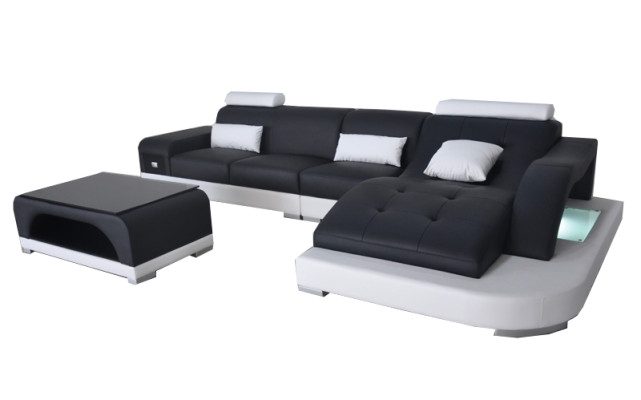 Sofá de esquina, mesa tapizada, sofá, sofás, salón con puerto USB, conjunto de lujo de esquina.