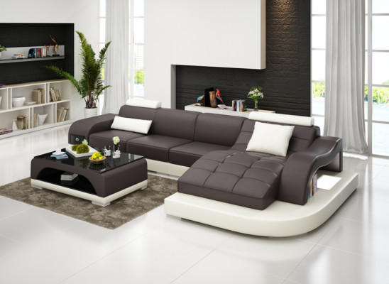 Sofá de esquina, mesa tapizada, sofá, sofás, salón con puerto USB, conjunto de lujo de esquina.
