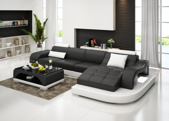 Sofá de esquina, mesa tapizada, sofá, sofás, salón con puerto USB, conjunto de lujo de esquina.