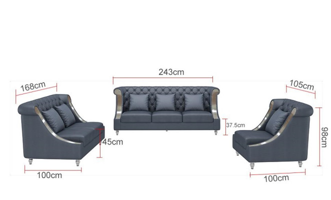 Sofá Chesterfield de cuero nuevo en 3-2-1 plaza.