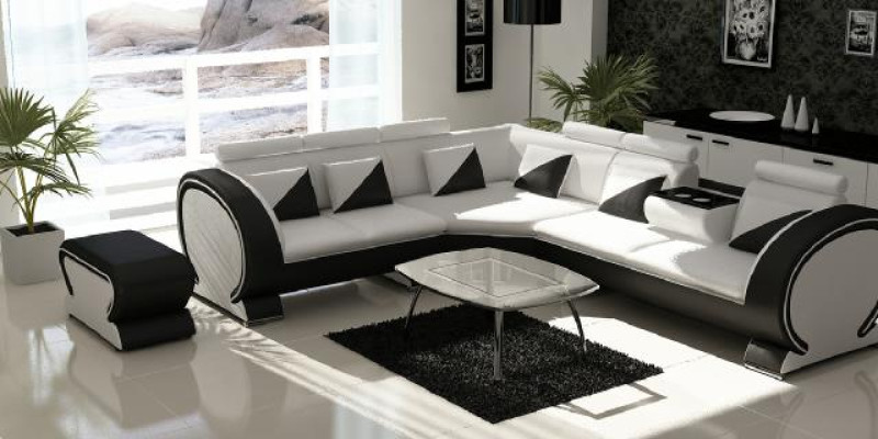Sofá de esquina de diseñador - Conjunto de sofás de salón con USB - Sofás de salón y sillones