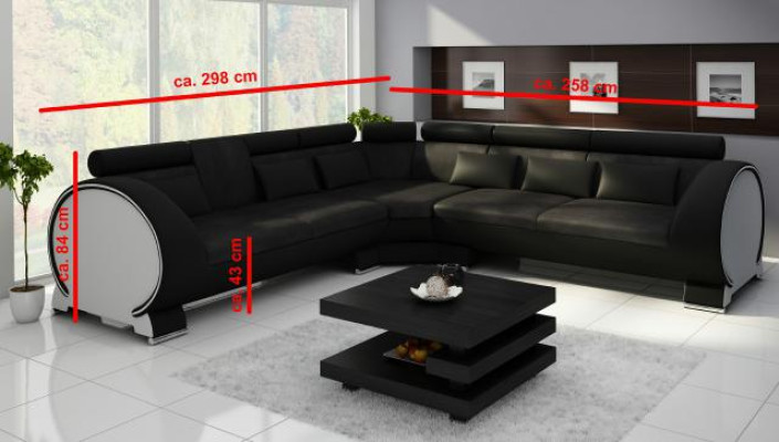 Sofá esquinero VIGO "LT01" con USB, sofá esquinero, conjunto de esquina, sofá de cuero de tela de cuero.