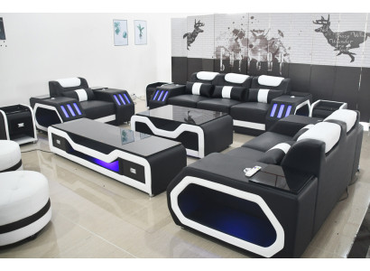 Sofá Set 3+2+1 Asiento Mesa de Centro Conjunto Diseño Moderno 4 Piezas Moderno