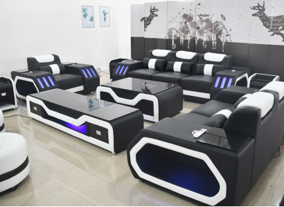 Sofá Set 3+2+1 Asiento Mesa de Centro Conjunto Diseño Moderno 4 Piezas Moderno