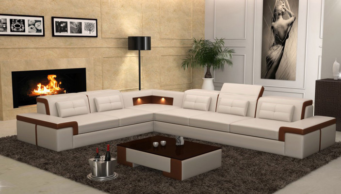 Sofá esquinero tapizado, diseño de sala de estar, sofá esquinero en forma de L, sofá de esquina con puerto USB + LED.