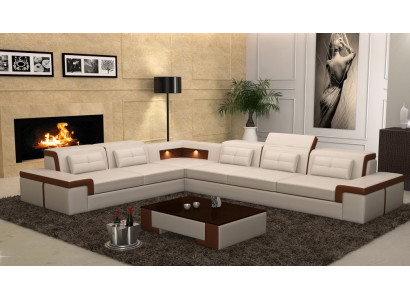 Sofá de cuero Sofá Salón Sofá de esquina Conjunto de esquina Diseño de sofá moderno B2021