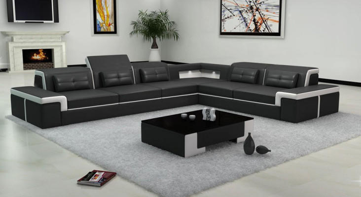 Sofá de cuero Sofá Salón Sofá de esquina Conjunto de esquina Diseño de sofá moderno B2021