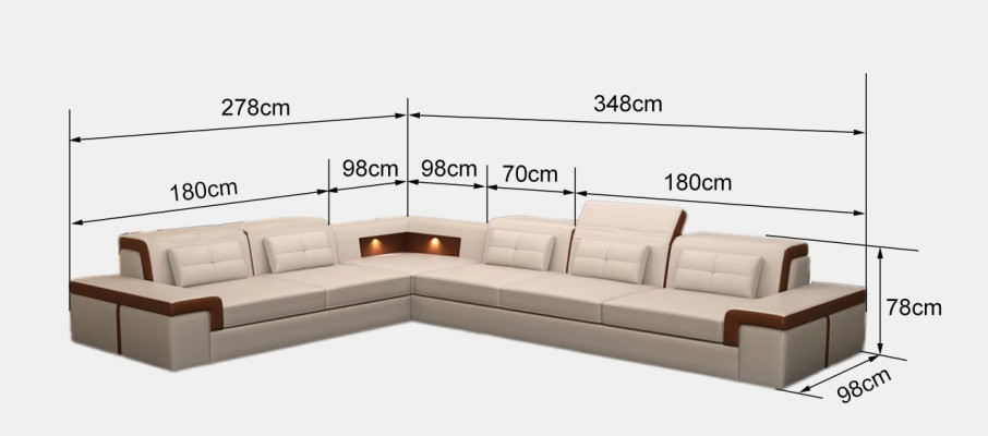 Sofá de cuero Sofá Salón Sofá de esquina Conjunto de esquina Diseño de sofá moderno B2021