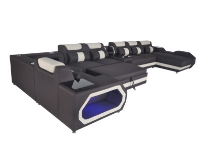 Diseño de cuero acolchado esquina sala sofá esquinero sofás función de cama sueño