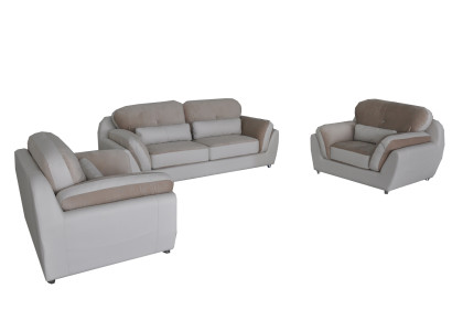 Sofá de cuero y tela Juego de asientos de sofá acolchado Conjunto de sofá de diseño 3+1+1 Sillón