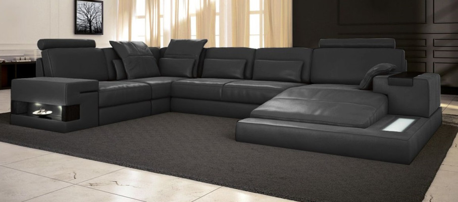 Sofá esquinero en forma de U, diseño de sofá tapizado en textil nuevo, sofá cama seccional en tela.