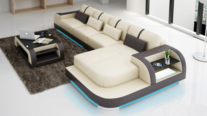 Sofá de cuero Sofá de esquina para salón Rincón decorativo moderno Conjunto de diseño