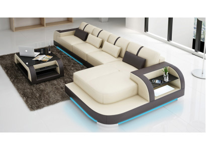 Sofá de cuero Sofá de esquina para salón Rincón decorativo moderno Conjunto de diseño