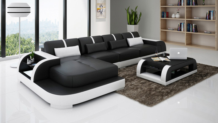 Sofá de cuero Sofá de esquina para salón Rincón decorativo moderno Conjunto de diseño