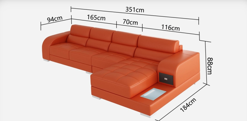 Sofá de cuero Sofá Sofá Sofá en forma de L Sofá moderno Esquina Diseño de sofá Esquinero.