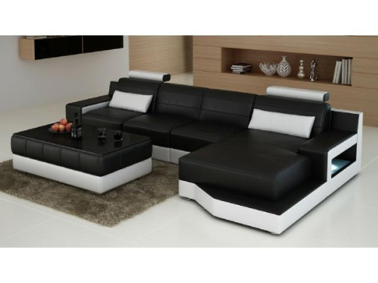 Sofá de cuero Sofá USB Paisaje de vida Función de cama Nuevo Sofá genuino A medida