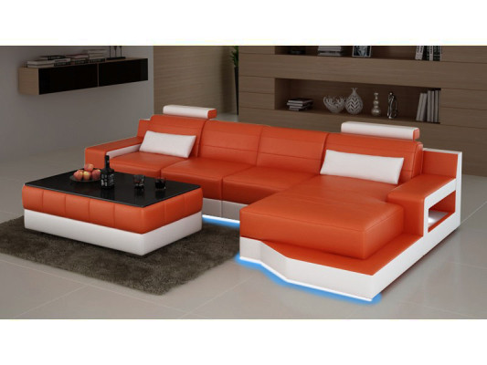 SOFÁ DE CUERO SOFÁ DE ESQUINA Hecho a la medida SOFÁ USB PAISAJE DE VIDA FUNCIÓN DE CAMA ELEGANTE