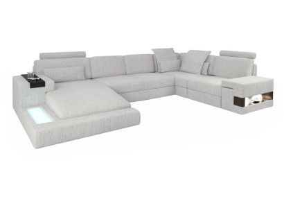 Sofá en forma de U con esquinero, tapizado en textil, diseño de muebles nuevo.