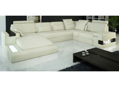 Sofá de esquina en forma de U Diseño de sofá de tela acolchado Nuevo Sofá cama Seccional con función de cama en tela
