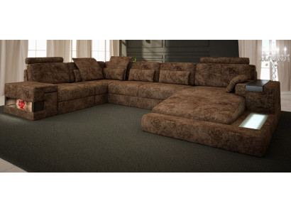 Sofá en forma de U, sofá, diseño de sofá, textil, paisaje de vida, función de cama, tela.