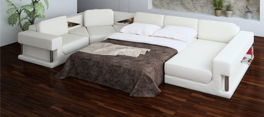 Sofá esquinero de diseño con forma de U de cuero para el salón, nuevo.