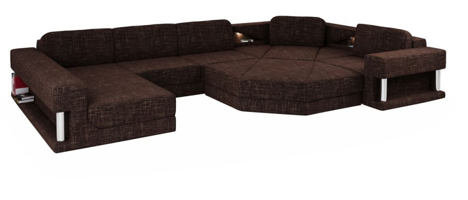 Diseño de sofá esquinero en forma de U con función de cama de tela Sofás Sofá cama de cuero y tela nuevos