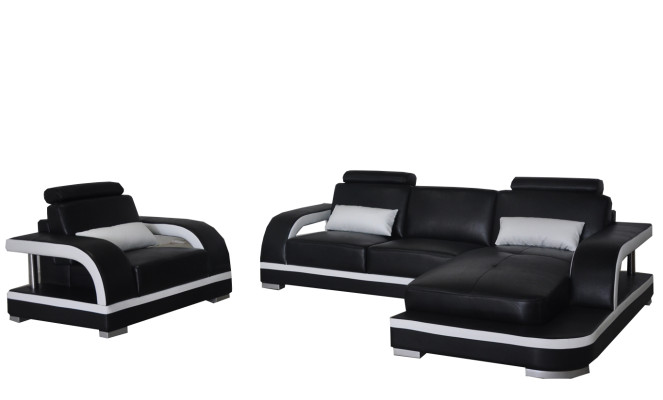 Sofá esquinero tapizado con cuero nuevo en forma de L conjunto de muebles de salón