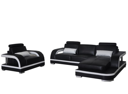 Sofá esquinero tapizado con cuero nuevo en forma de L conjunto de muebles de salón