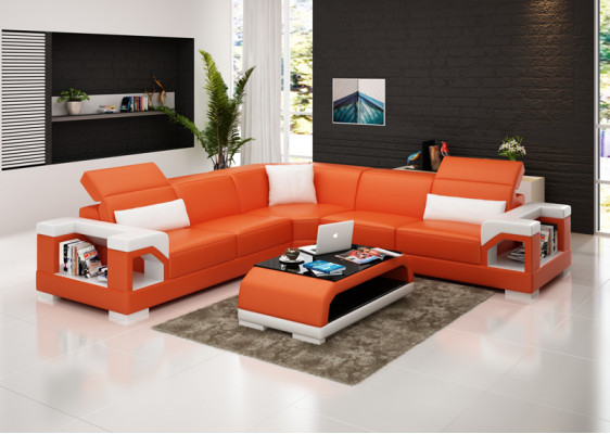 Sofá de cuero sofá conjunto de estar del sofá rinconero sofá esquina conjunto de estar diseño moderno sofá con USB