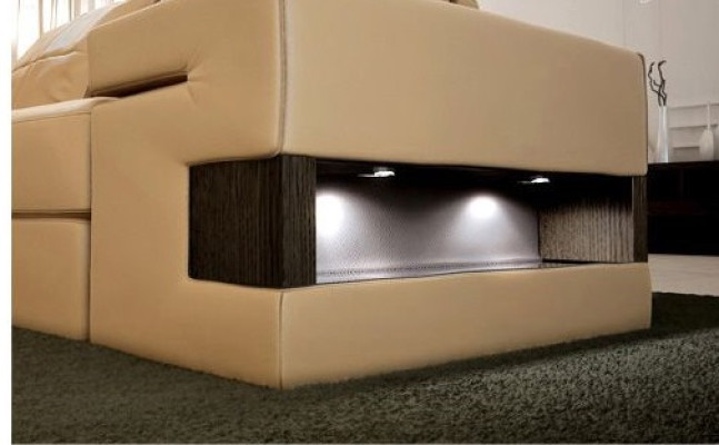 Diseño de sofá de esquina en forma de U de tela de cuero moderno con función de cama acolchado.