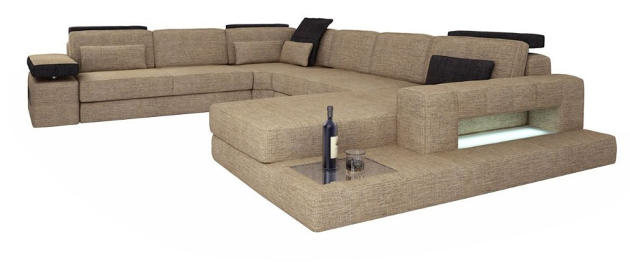 Conjunto de sofá en forma de L de terciopelo con diseño de asientos de tela nuevo.