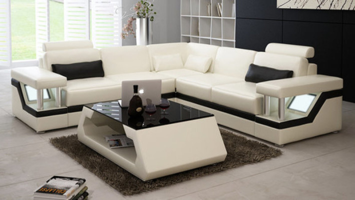 Sofá de cuero sofá conjunto de esquina diseño moderno de sofá en forma de L L6002