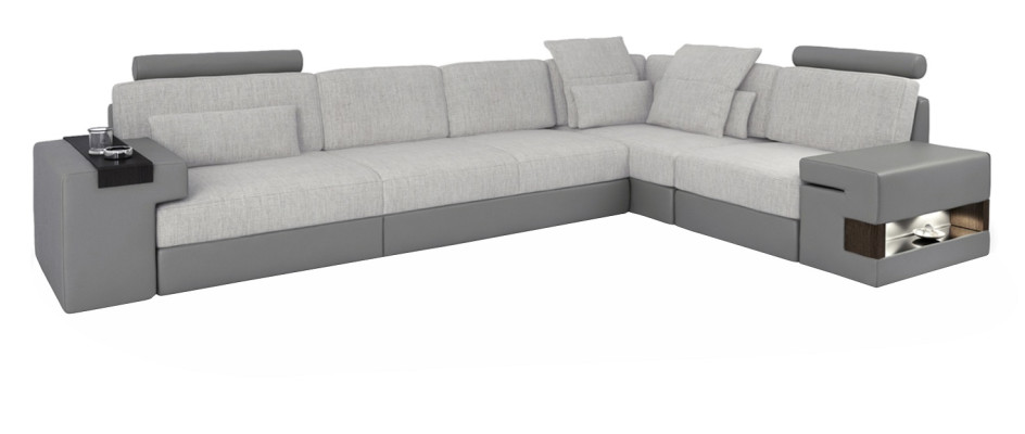 Diseño de sofá moderno en forma de L Sofás Gris NUEVO Sofá Esquina de Cuero para Sala de Estar