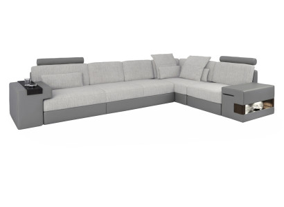 Diseño de sofá moderno en forma de L Sofás Gris NUEVO Sofá Esquina de Cuero para Sala de Estar