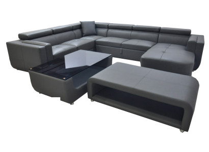 Diseño de cuero almohadilla asiento esquina sofá de cuero acolchado esquina paisaje de vida