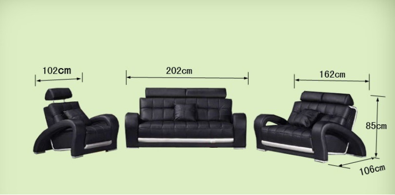 Sofá de cuero Sofá Chaise longue Conjunto de sofás de 3+2+1 plazas Diseño de sofá moderno B2023