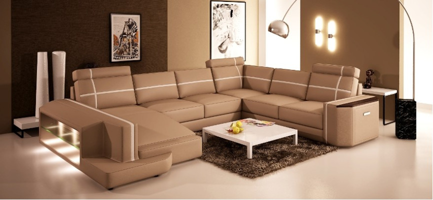 Aproveche nuestro sofá de cuero en forma de U moderno en estilo de diseñador exquisito.