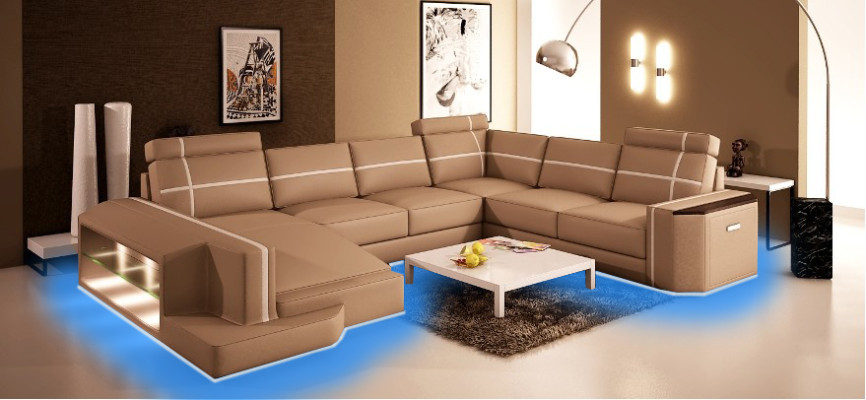 Aproveche nuestro sofá de cuero en forma de U moderno en estilo de diseñador exquisito.