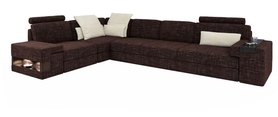 Sala de estar Mobiliario marrón textil sofás sofá de esquina en forma de L sofá tapizado sofá cama