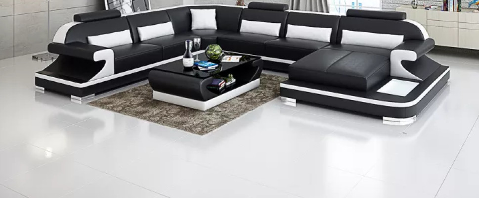 Sofá de diseño en forma de esquina, conjunto de esquina, sofá, sofás, mesas, 2 piezas, sala de estar.