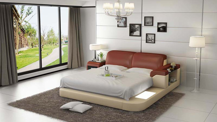Lujo doble cama de agua multifuncional con acolchado de cama de agua 200x200 + USB