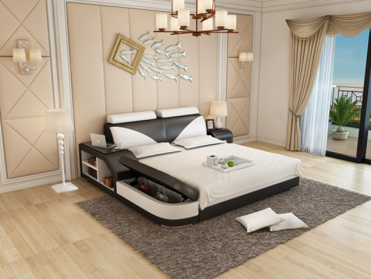 Cama de agua, hotel, cama doble, camas completas, cama de piel, cama acolchada, agua + USB.