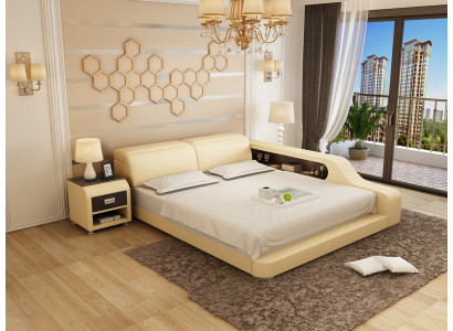 Cama de agua hotel cama doble camas completas cama de cuero de agua con USB cama tapizada