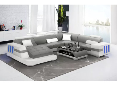 Sofá de diseñador, sofá de esquina, sofá de cuero, sofás en forma de U, sofá tapizado, sofá de salón en forma de piel