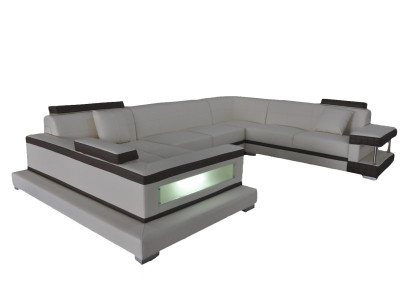 Diseño de cuero acolchado esquina sofá de cuero acolchado paisaje de esquina de asiento nuevo salón.