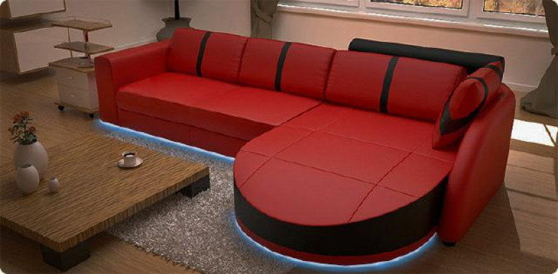 SOFÁ DE CUERO CON USB SOFÁ DE ESQUINA CON FUNCIÓN DE CAMA SOFÁ DE DISEÑO SOFÁ CAMA NUEVO MINI COLOR