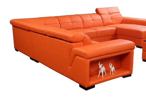 Juego XXL, sala de estar de diseño, sofá esquinero, sofá, sillón en forma de U, mesa de cuero, nuevo.