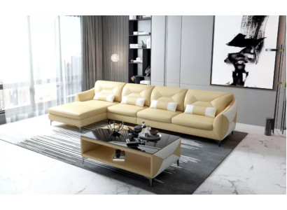 Sofá de esquina acolchado Sofá en forma de L moderna mesa de centro sofá conjunto de salón 2 piezas nuevo