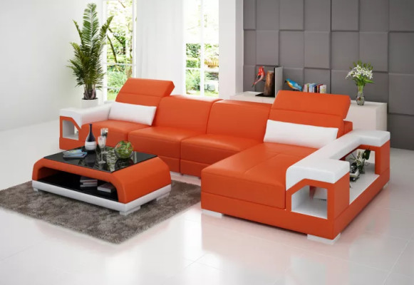 Sofá esquinero tapizado Sofá en forma de L moderno Mesa de centro Sofá de salón Conjunto de muebles 2 piezas Nuevo